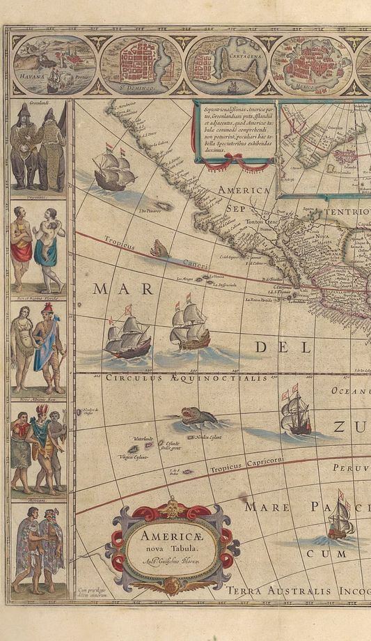 Blaeu's Americae nova Tabula — historic map of the Americas