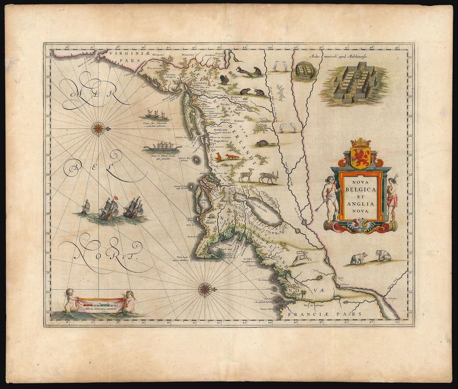 Historic chart showing currents and compass roses